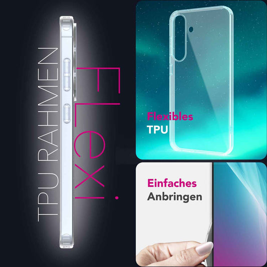 NALIA Transparente Silikonhülle für Samsung Galaxy S25 – Anti-Gelb & Rutschfest – GLAZE (Handyhülle Kristallklar, Schlank & Stoßfest) – Marke aus Berlin