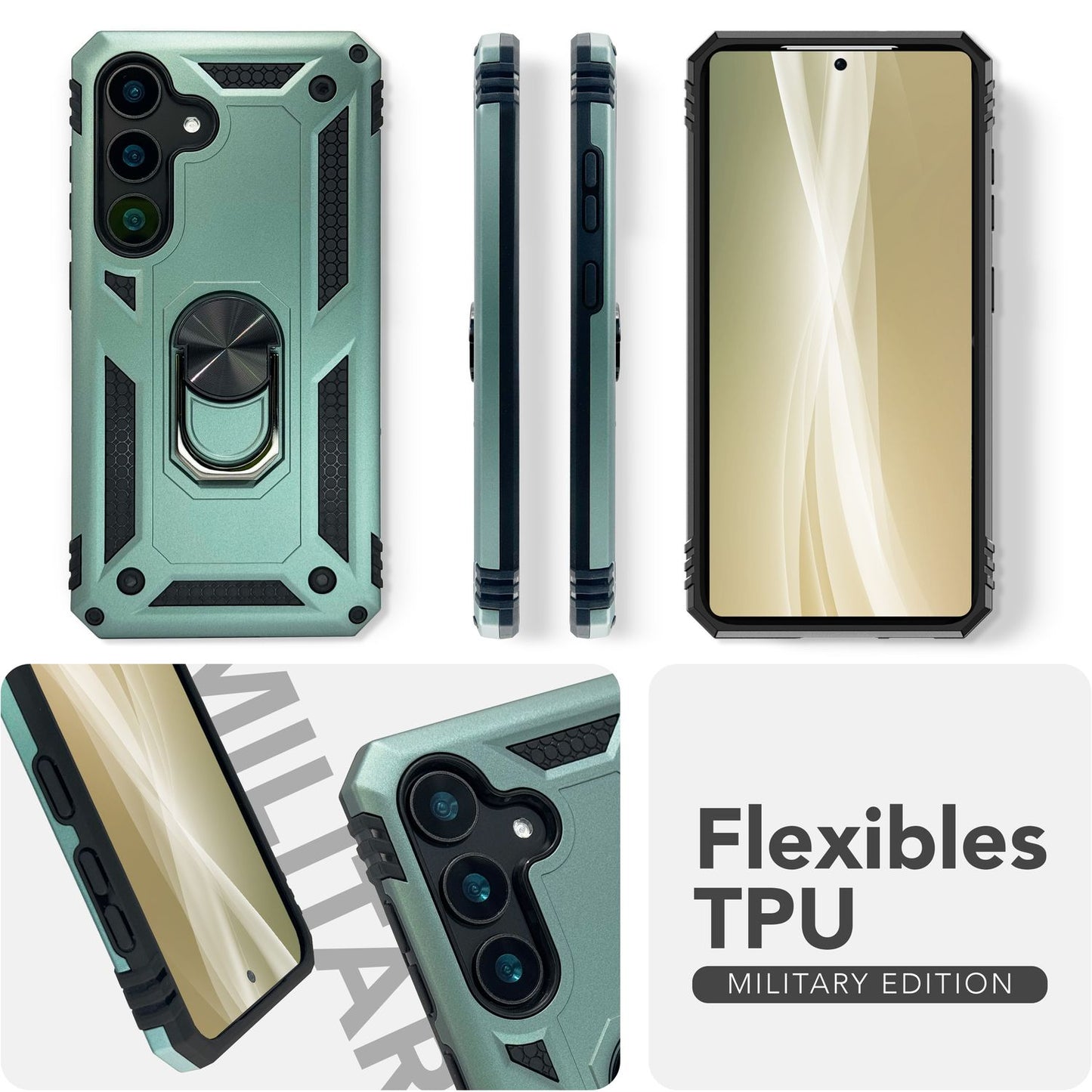 NALIA Panzerhülle für Samsung Galaxy S25 Plus – Ring-Ständer 360° & Magnet-Halterung Kompatibel – RINGDEFEND (Stoßfestes Outdoor Case) – Marke aus Berlin