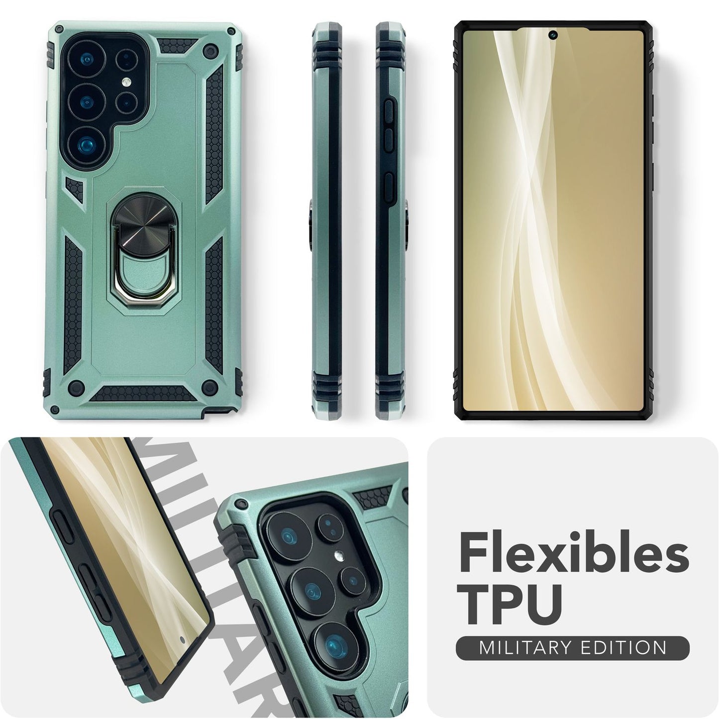 NALIA Panzerhülle für Samsung Galaxy S25 Ultra – Ring-Ständer 360° & Magnet-Halterung Kompatibel – RINGDEFEND (Stoßfestes Outdoor Case) – Marke aus Berlin