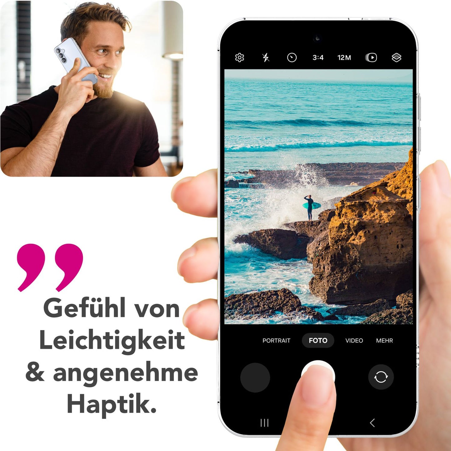 NALIA Transparente Hülle für Samsung Galaxy S25 – Anti-Gelb & Stoßfest – BLYSS (Rückseite in Glas-Optik) – Marke aus Berlin