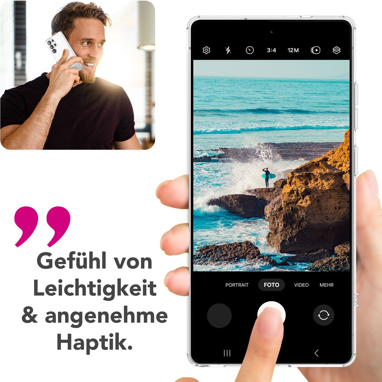 NALIA Transparente Hülle für Samsung Galaxy S25 Ultra – Anti-Gelb & Stoßfest – BLYSS (Rückseite in Glas-Optik) – Marke aus Berlin