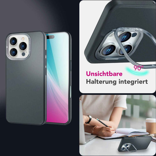 NALIA Magnet Hardcase für iPhone 16 Pro Max – Faltbarer Kamera-Stand – OVERLAND (Schutzhülle Matt & MagSafe Kompatibel) – Marke aus Berlin