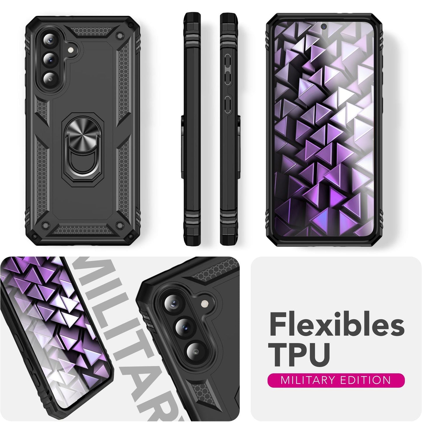 NALIA Panzerhülle für Samsung Galaxy A36 – Ring-Ständer 360° & Magnet-Halterung Kompatibel – RINGDEFEND (Stoßfestes Outdoor Case) – Marke aus Berlin