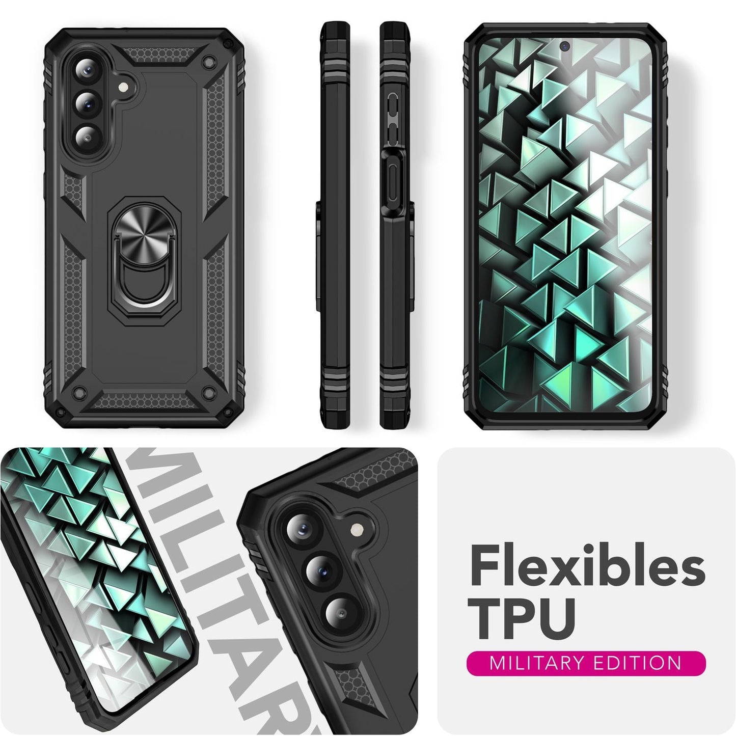 NALIA Panzerhülle für Samsung Galaxy A56 – Ring-Ständer 360° & Magnet-Halterung Kompatibel – RINGDEFEND (Stoßfestes Outdoor Case) – Marke aus Berlin