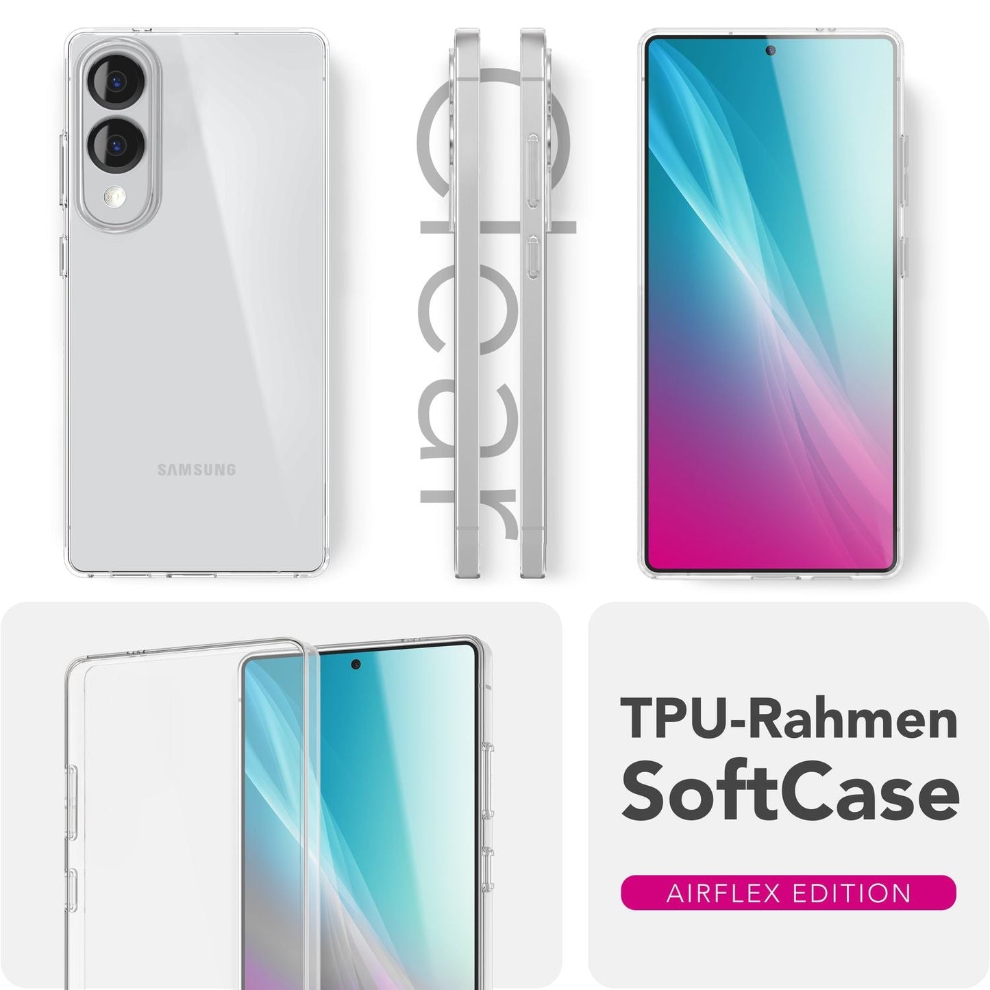 NALIA Transparente Silikonhülle für Samsung Galaxy S25 Edge – Anti-Gelb & Rutschfest – GLAZE (Handyhülle Kristallklar, Schlank & Stoßfest) – Marke aus Berlin