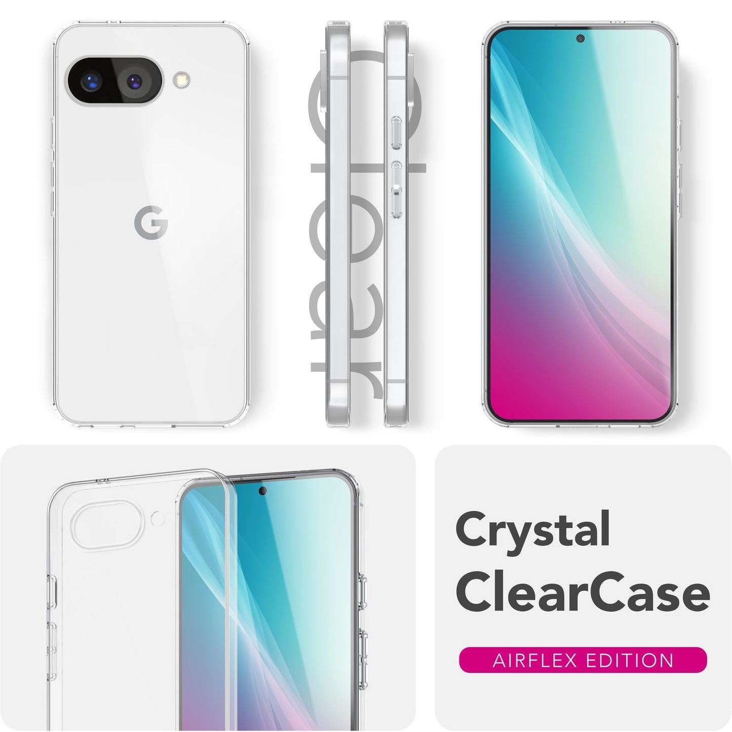 NALIA Transparente Silikonhülle für Google Pixel 9a – Anti-Gelb & Rutschfest – GLAZE (Handyhülle Kristallklar, Schlank & Stoßfest) – Marke aus Berlin
