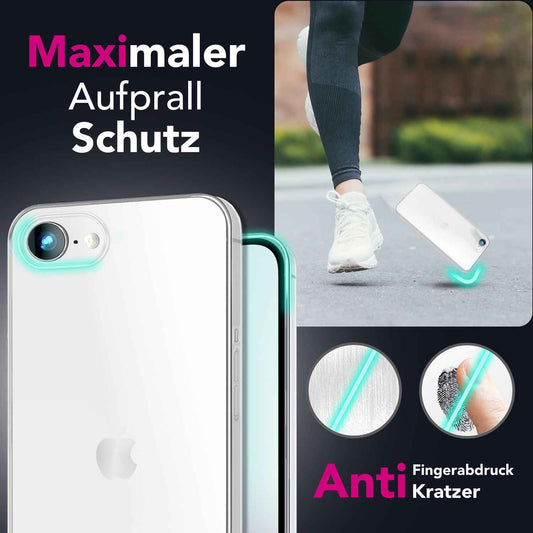 NALIA Transparente Silikonhülle für iPhone 16e / 17e – Anti-Gelb & Rutschfest – GLAZE (Handyhülle Kristallklar, Schlank & Stoßfest) – Marke aus Berlin