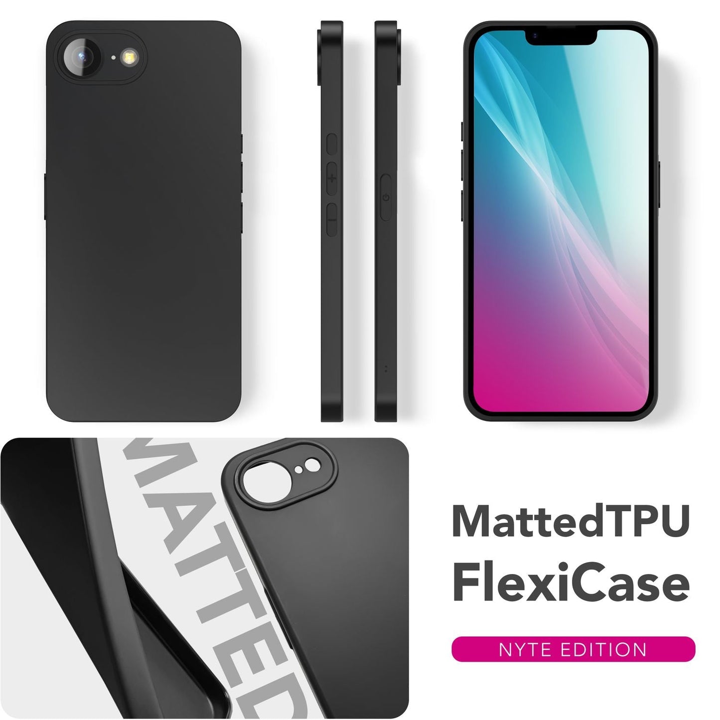 NALIA Matte Silikonhülle für iPhone 16e / 17e – Slim, Schwarz & Rutschfest – STRIDER (Soft Case, Kameraschutz & Stoßfest) – Marke aus Berlin