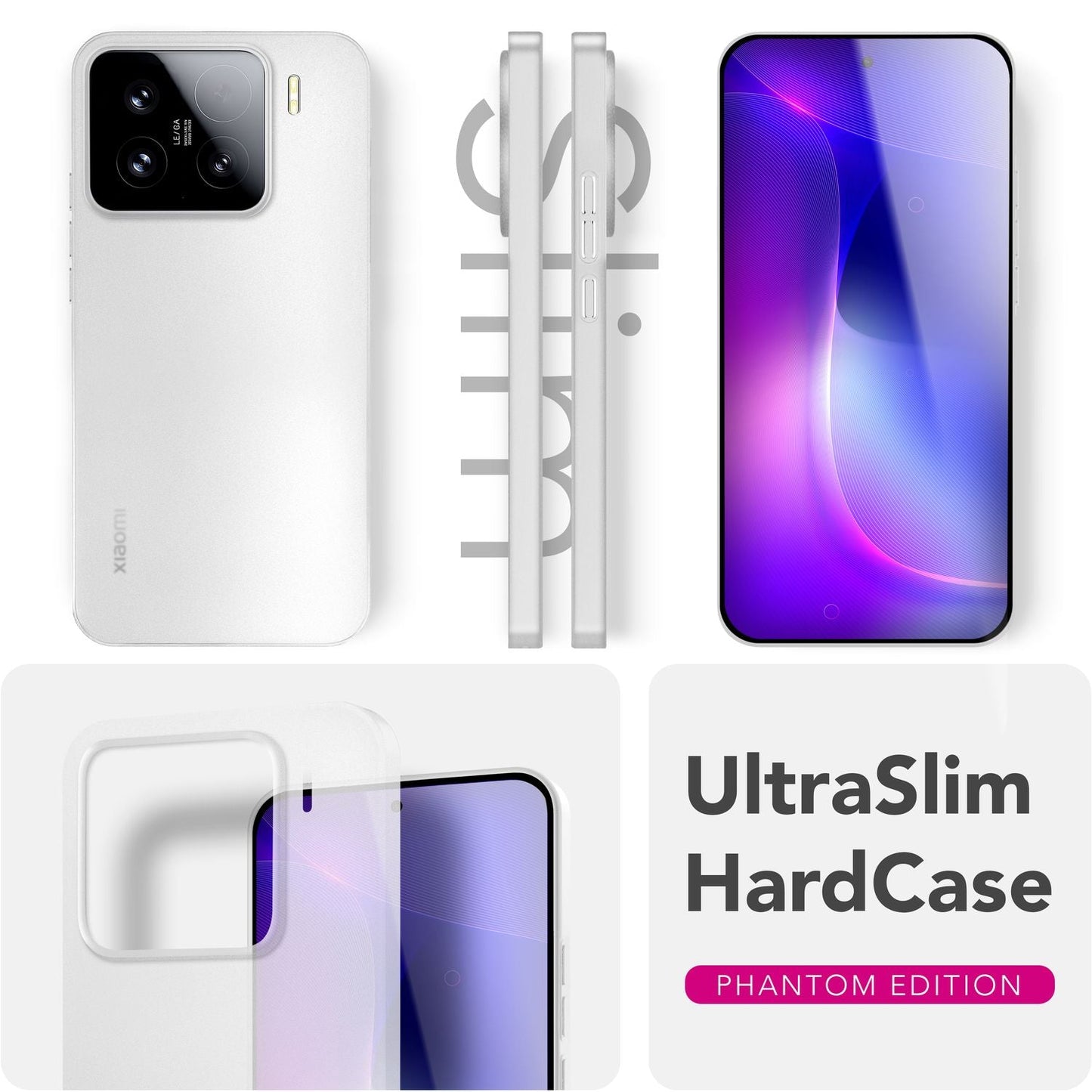 NALIA Ultra Slim Hardcase für Xiaomi 15 – Matt & 0.3mm Dünn – PHANTOM (Dünnes Cover & Kamera-Vollschutz) – Marke aus Berlin