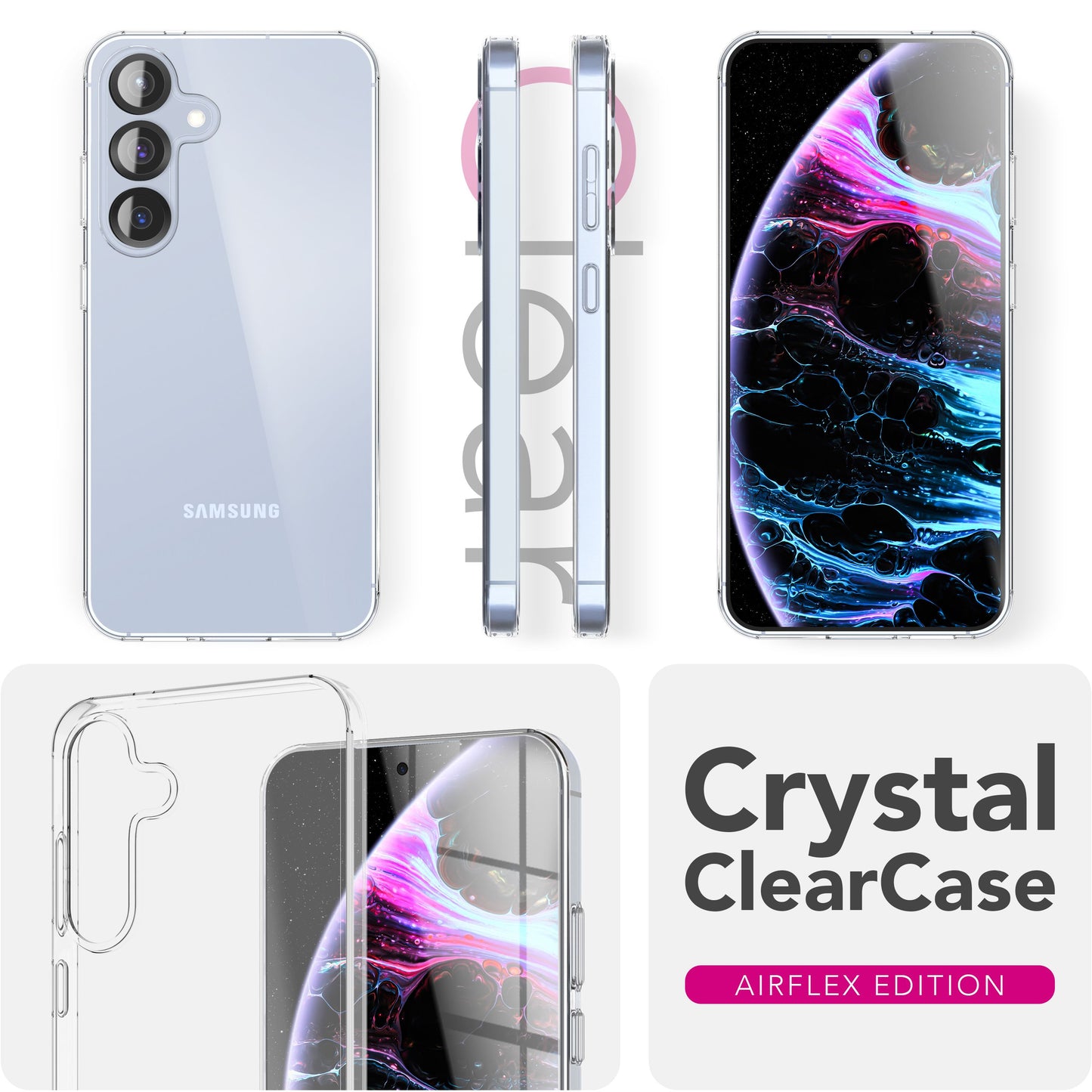 NALIA Transparente Silikonhülle für Samsung Galaxy S25 FE – Anti-Gelb & Rutschfest – GLAZE (Handyhülle Kristallklar, Schlank & Stoßfest) – Marke aus Berlin