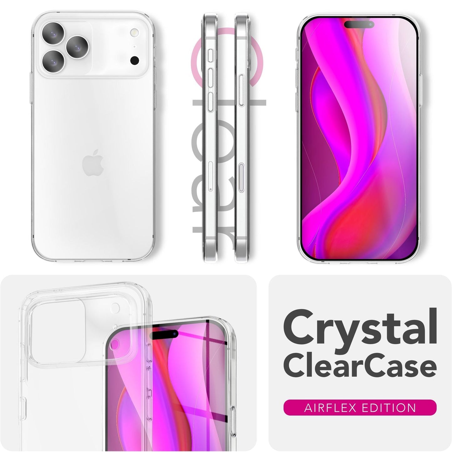 NALIA Transparente Silikonhülle für iPhone 17 Pro Max – Anti-Gelb & Rutschfest – GLAZE (Handyhülle Kristallklar, Schlank & Stoßfest) – Marke aus Berlin