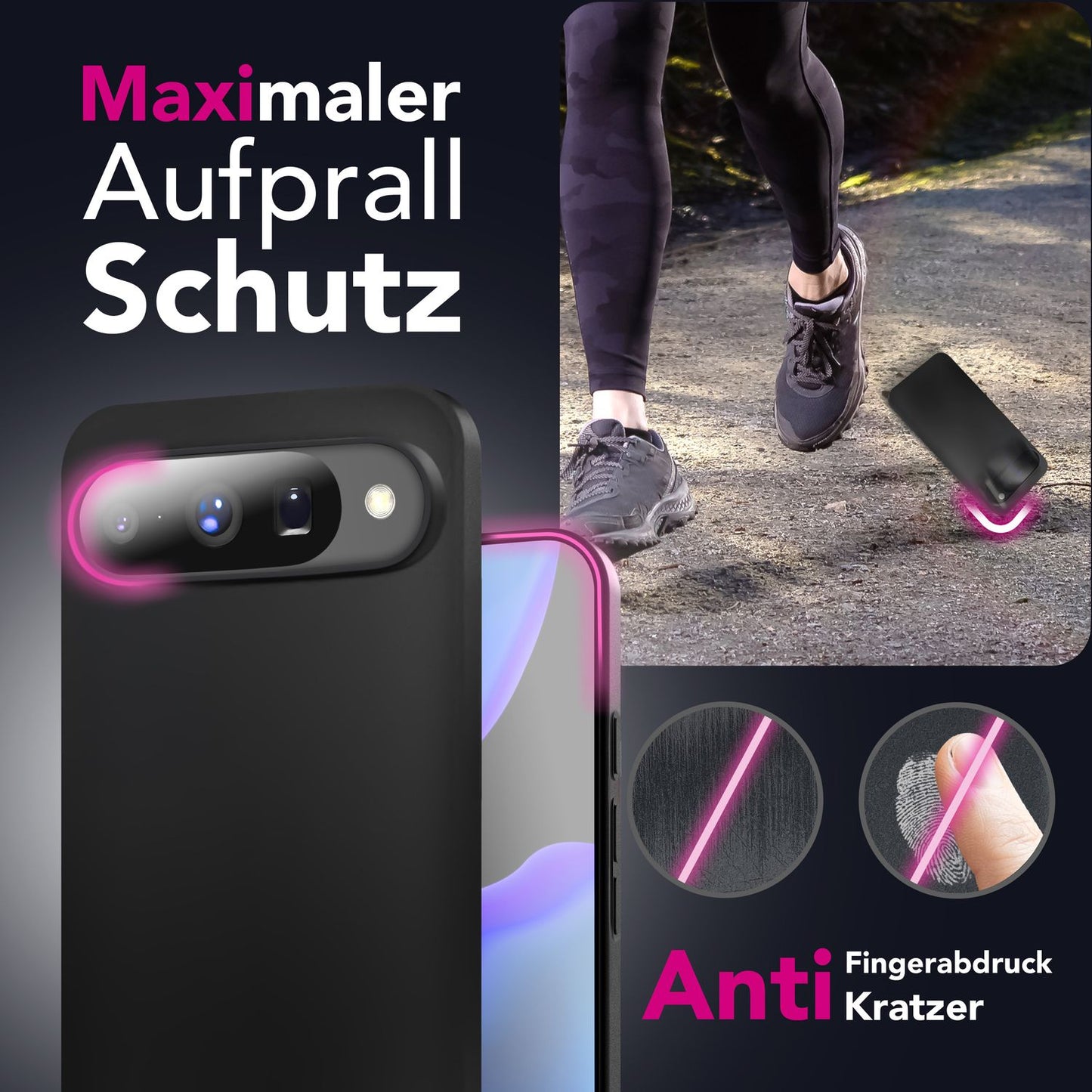 NALIA Matte Silikonhülle für Google Pixel 10 – Slim, Schwarz & Rutschfest – STRIDER (Soft Case, Kameraschutz & Stoßfest) – Marke aus Berlin