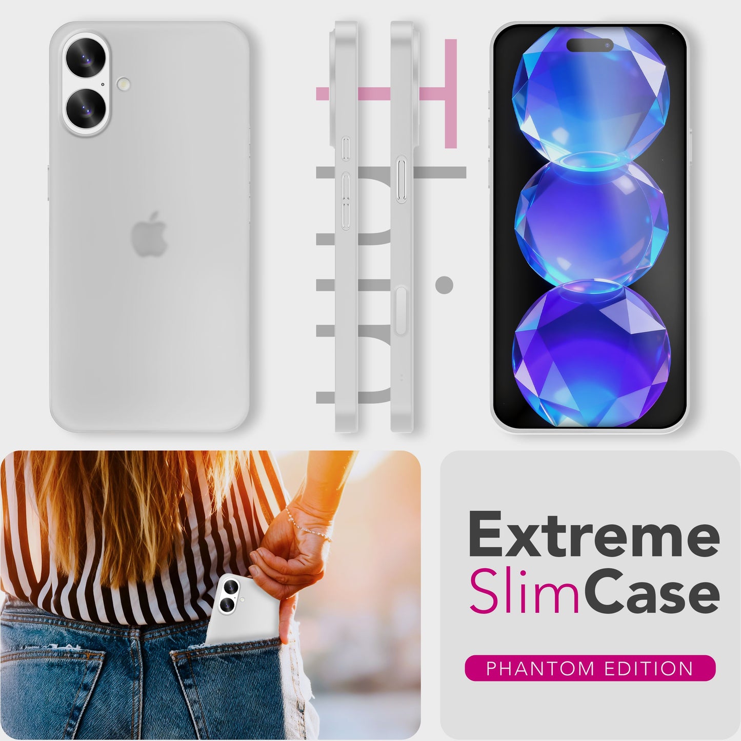 NALIA Ultra Slim Hardcase für iPhone 17 – Matt & 0.3mm Dünn – PHANTOM (Dünnes Cover & Kamera-Vollschutz) – Marke aus Berlin