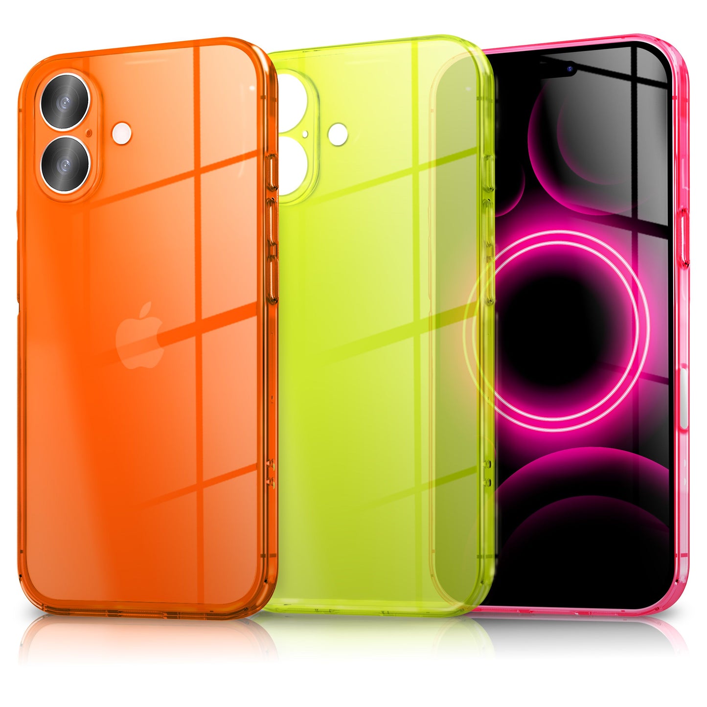 NALIA Neon Silikonhülle für iPhone 17 – Knallige Signal-Farbe & Linsenschutz – VIBE (Transparentes Case) – Marke aus Berlin