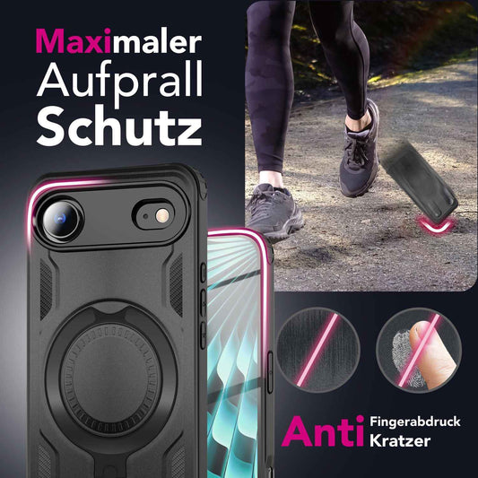 NALIA Magnetische Panzerhülle für iPhone 17 Air – Ring-Halterung 360° & MagSafe kompatibel – STORMGUARD (Outdoor Case) – Marke aus Berlin