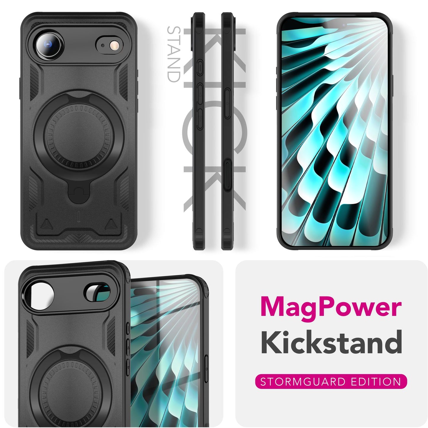 NALIA Magnetische Panzerhülle für iPhone 17 Air – Ring-Halterung 360° & MagSafe kompatibel – STORMGUARD (Outdoor Case) – Marke aus Berlin