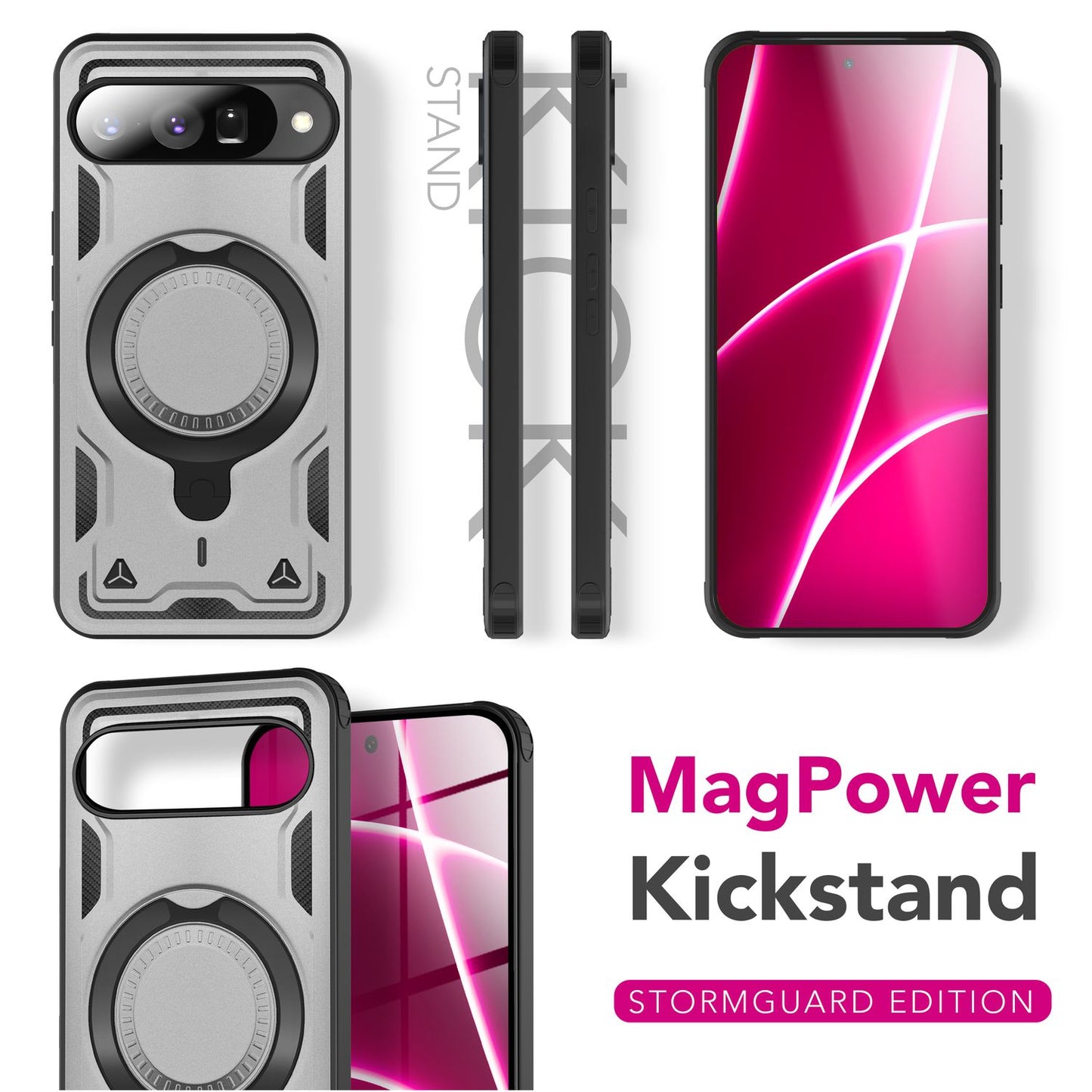NALIA Magnetische Panzerhülle für Google Pixel 10 – Ring-Halterung 360° & MagSafe kompatibel – STORMGUARD (Outdoor Case) – Marke aus Berlin