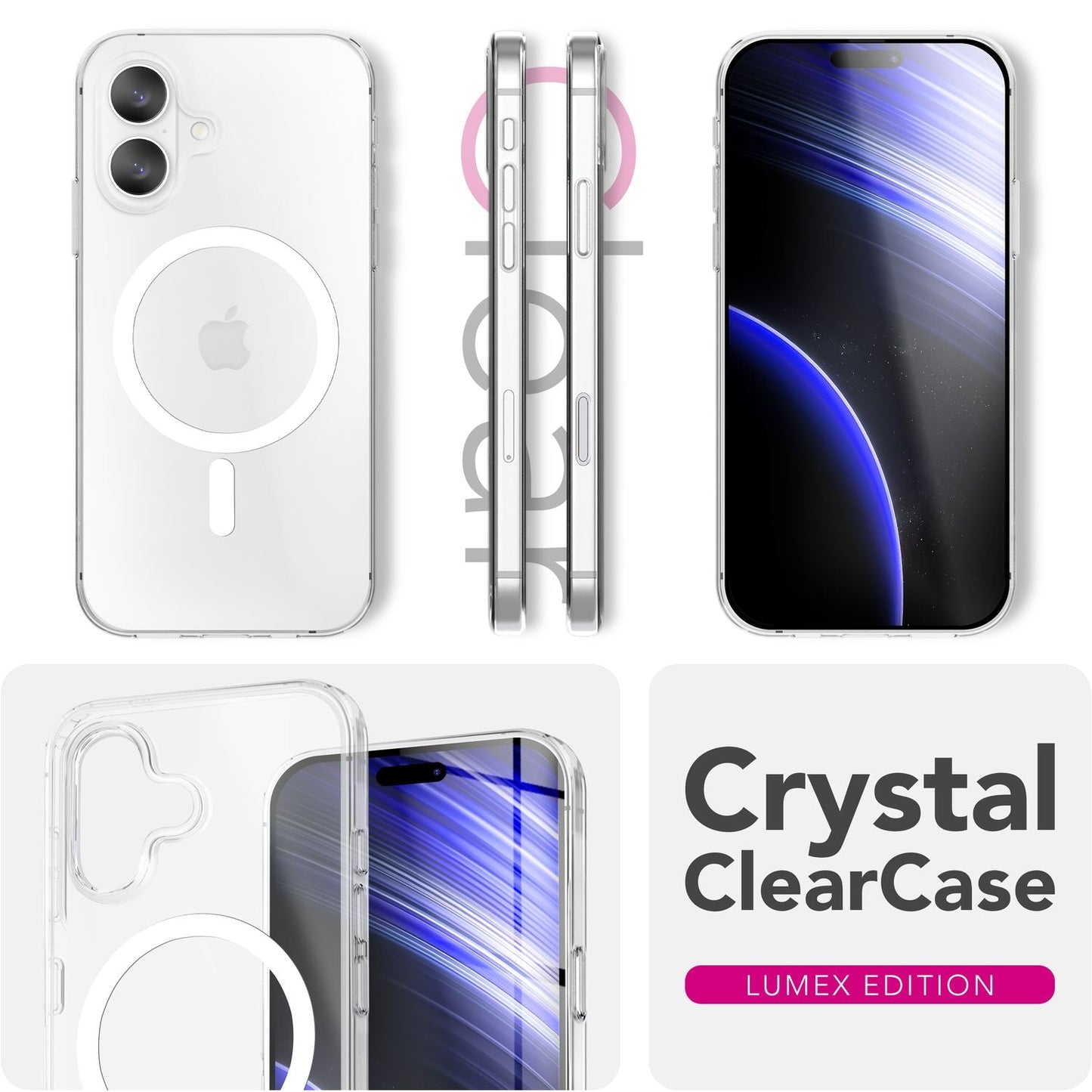 NALIA Transparentes Magnet Case für iPhone 17 – MagPower System (MagSafe kompatibel) – LUMEX (Edle Glas-Optik, aber unzerbrechlich) – Marke aus Berlin