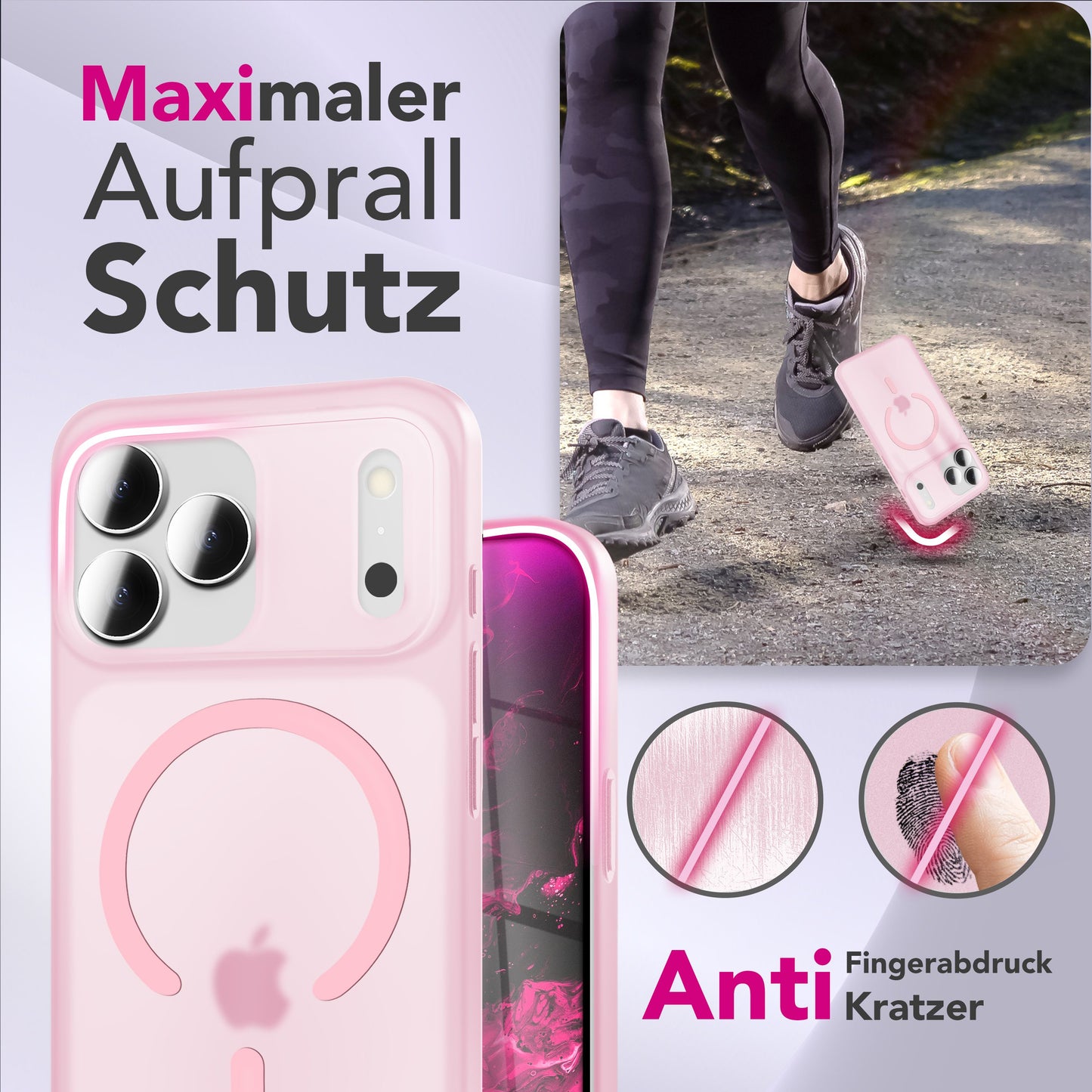 NALIA Ultra-Slim Hardcase für iPhone 17 Pro Max – MagSafe kompatibel & 0.3mm Dünn – THINIX (Matte Semi-Transparente Hülle) – Marke aus Berlin
