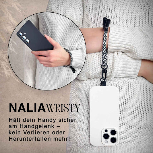 NALIA Universal Handykette Kurz & Kamera-Band – WRISTY (Verstellbare Handgelenkschlaufe inkl. 2 Patches & Feinschlaufe) – Marke aus Berlin
