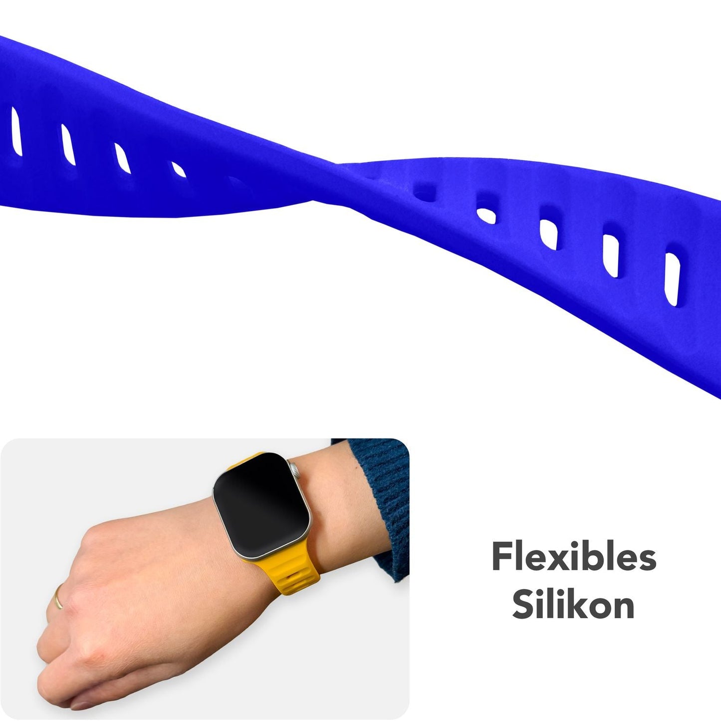 NALIA Motion Silikon Armband kompatibel mit Apple Watch Armband iWatch Series SE/10/9/8/7/6/5/4/3/2/1, 38/40/41/42mm, Ersatzarmband Soft Sportarmband mit Steck-Pin Verschluss