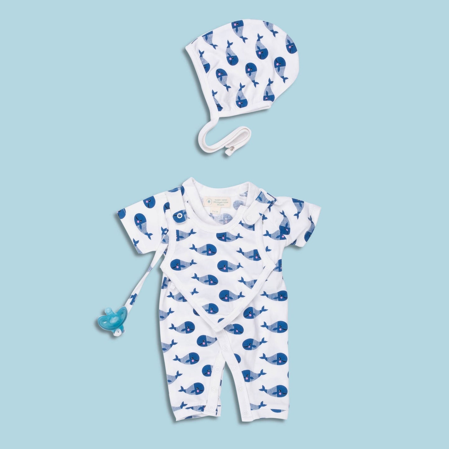 Smart Short Sleeve Kimono Blue Whale Romper - Meloni2
