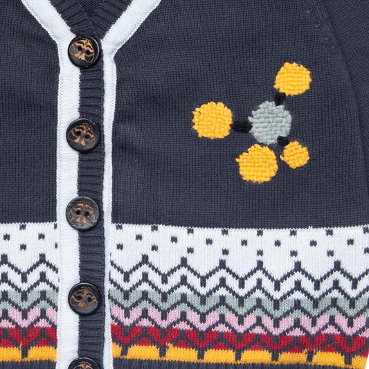 Grey Baby Cardigan with Hand Embroidery-1