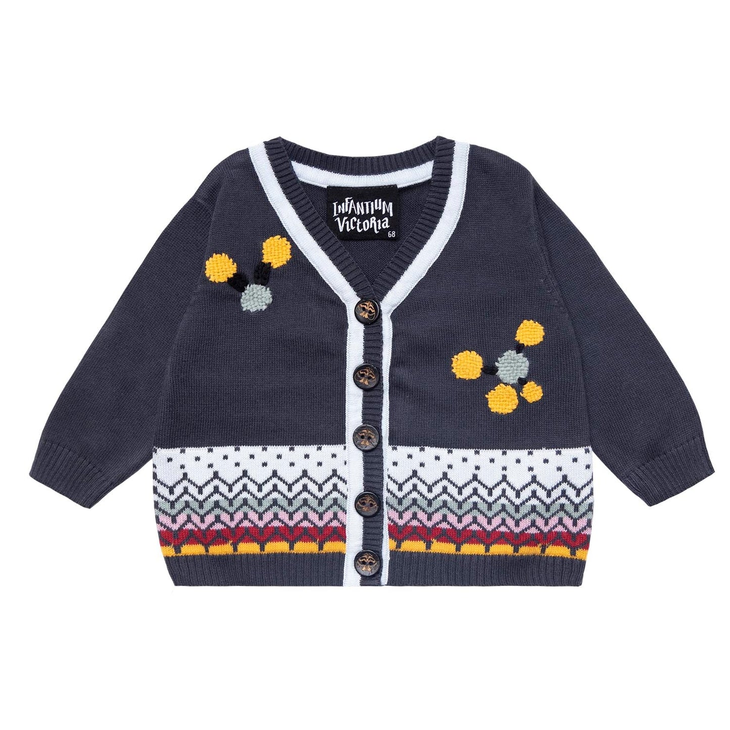 Grey Baby Cardigan with Hand Embroidery-0