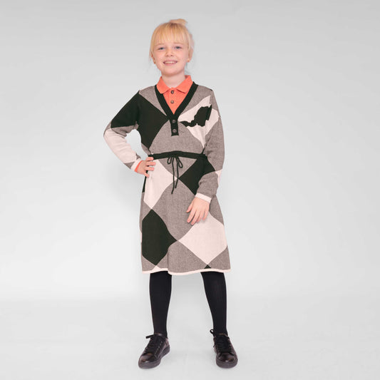 Black & Light Pink Sweater Dress-1