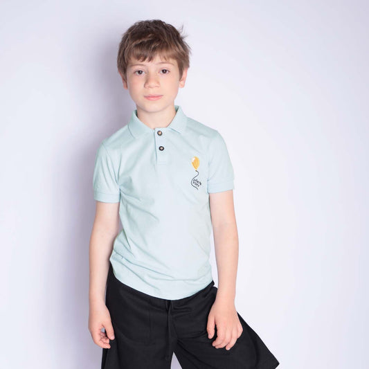 Mint Green Girls and Boys Polo Shirt-1