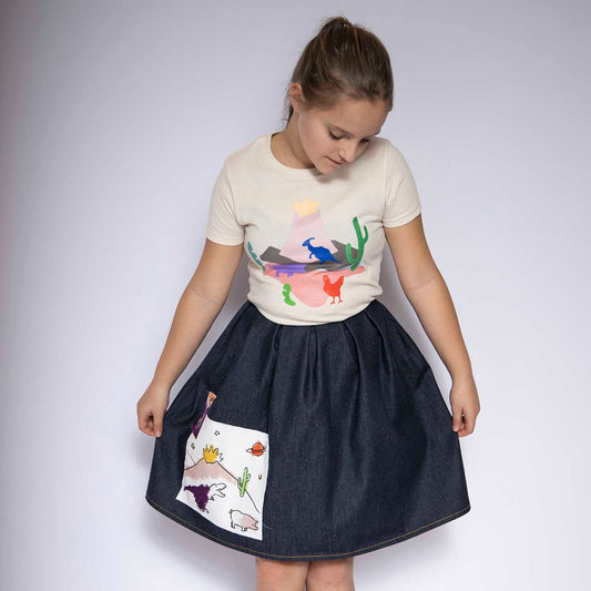 Kids T-Shirt with Volcano and Animals Print-1