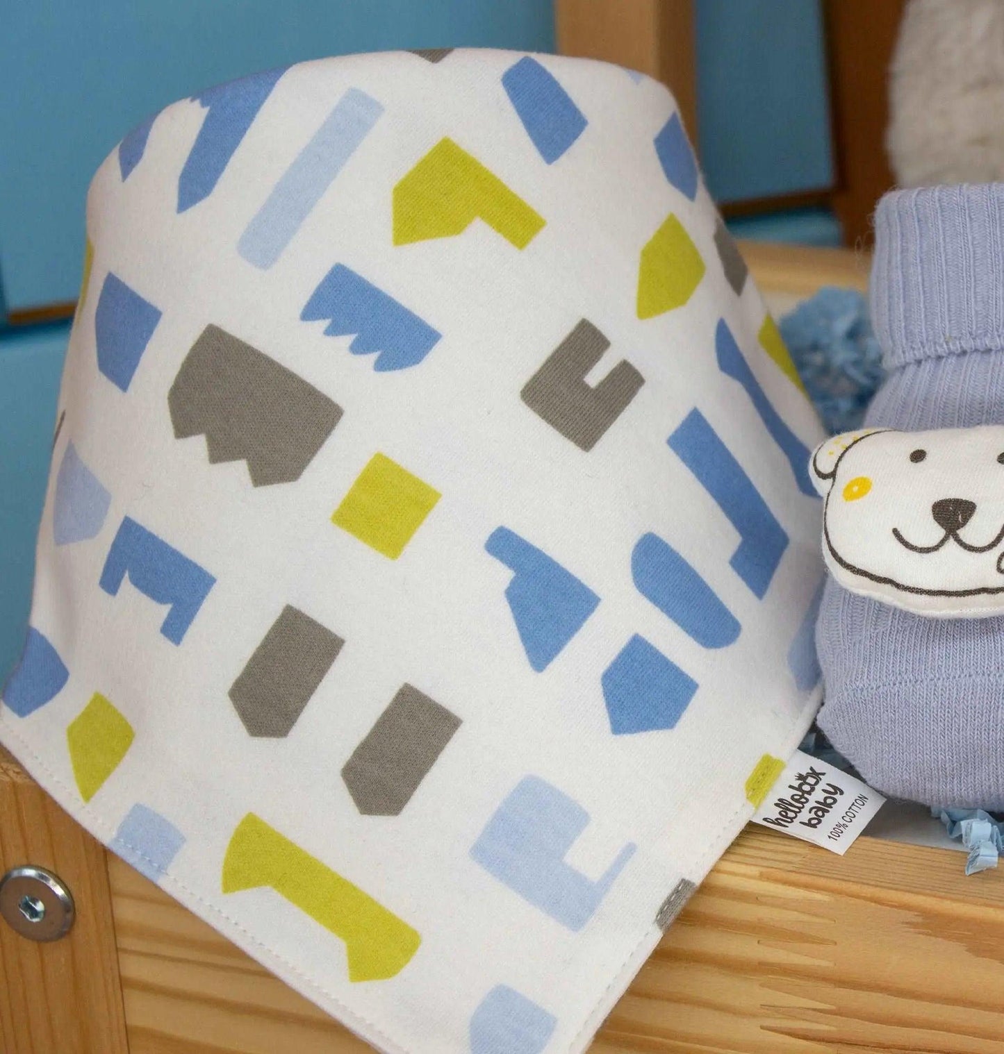 Hellobox comfort blanket, anti-slip first socks and bib baby gift for birth boy (blue)-4