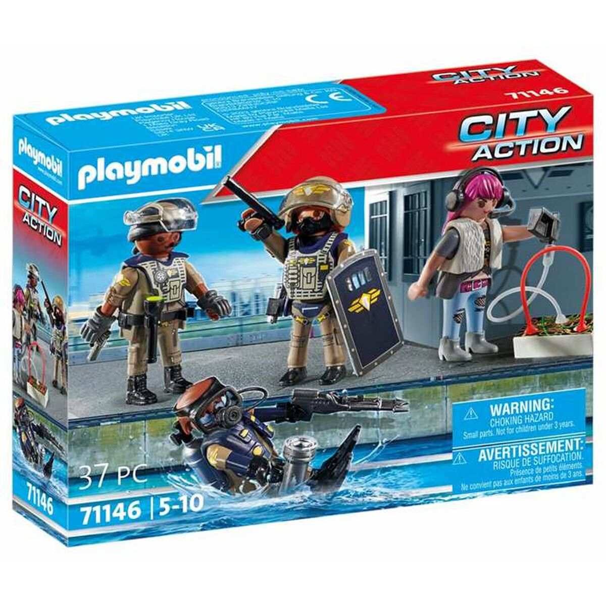 Playmobil City Action Playset with 37 pieces including firefighters, vehicles, and accessories for creative city adventure play