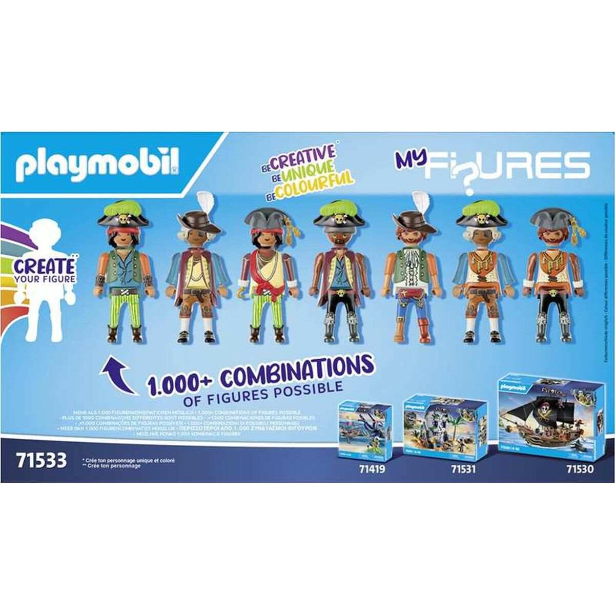 Playmobil Pirates 71533 playset with 83 pieces including pirate skipper, figures, weapons, and treasure chest
