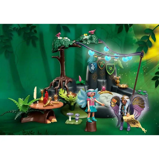Playmobil adventures of ayum spring ceremony 70808 fairy treehouse playset with glowing blue lights and two colorful figurines