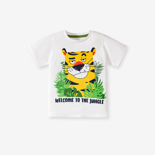 Summer Baby Kids Tiger Cartoon Pattern T-shirt and Shorts Clothing Set for Boys-1