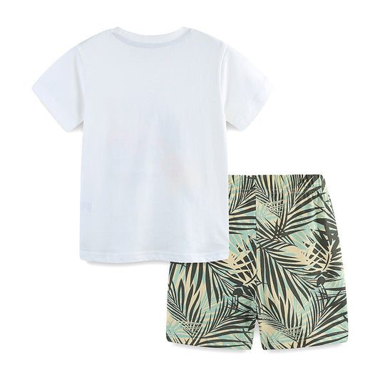 Summer Baby Kids Jungle Animals Cartoon Pattern T-shirt and Shorts Clothing Set for Boys-1
