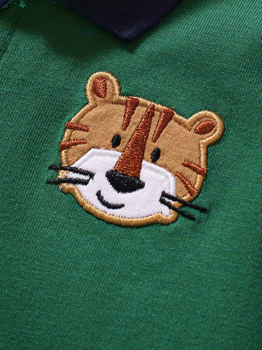 Arrival Baby Kids Boys Little Tiger Logo Short Sleeves Polo Shirt-1