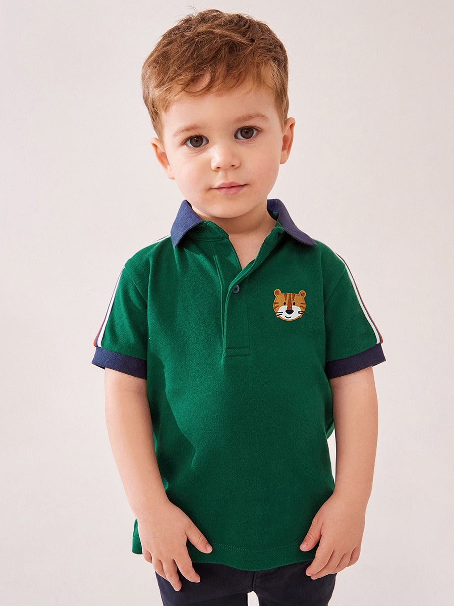 Arrival Baby Kids Boys Little Tiger Logo Short Sleeves Polo Shirt-2