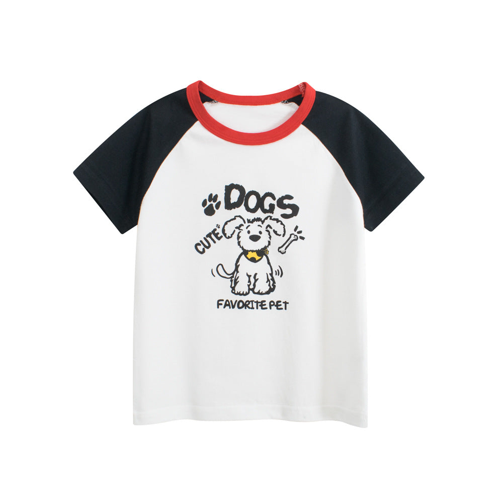 Summer Boys’ Cartoon Animals Pattern T-shirt in European and American Style-0