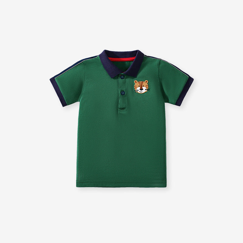Arrival Baby Kids Boys Little Tiger Logo Short Sleeves Polo Shirt-4
