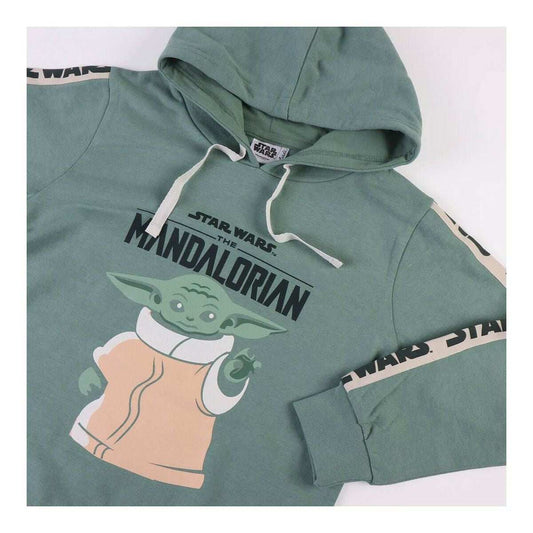 Jungen Sweater mit Kapuze The Mandalorian grün aus Baumwolle und Polyester für Kinder