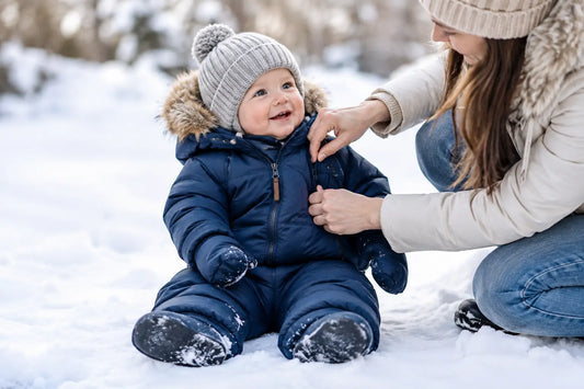 Baby im Winteroverall richtig anziehen bei Kälte