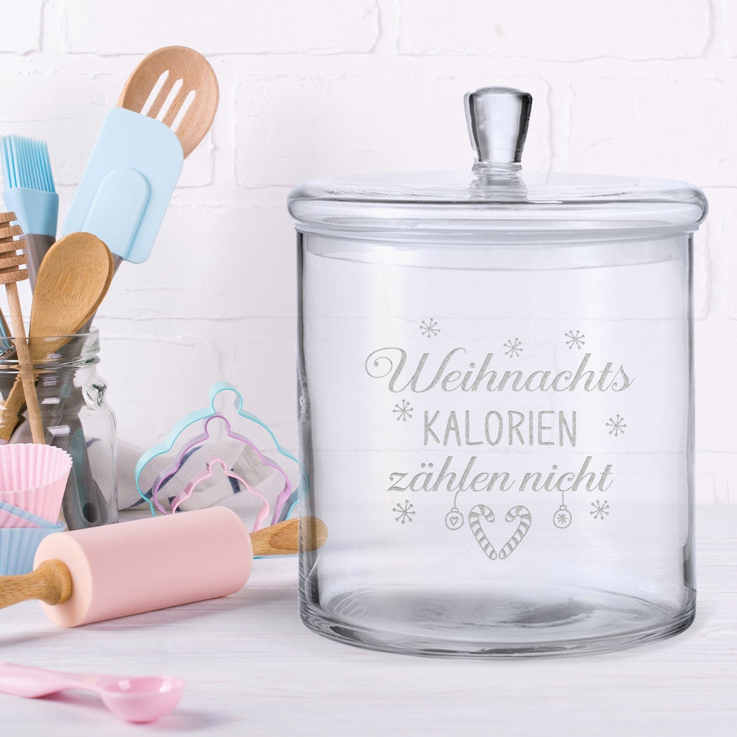 Leonardo Keksglas mit Motiv Weihnachts Kalorien zählen nicht
