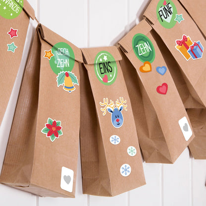 DIY Adventskalender zum Befüllen 25 Kraftpapiertüten + Zahlen & Sticker