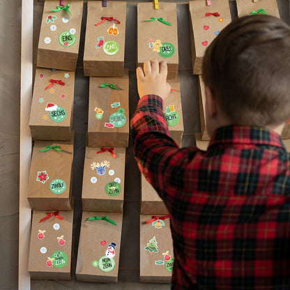 DIY Adventskalender zum Befüllen 25 Kraftpapiertüten + Zahlen & Sticker