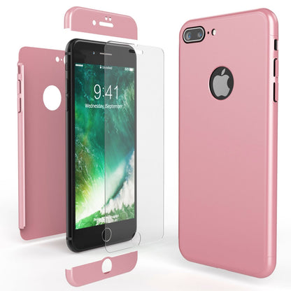 NALIA 360 Grad Handyhülle kompatibel mit iPhone 7 Plus, Full-Cover & Glas vorne hinten Hülle Doppel-Schutz Dünn Ganzkörper Hard-Case Etui Handy-Tasche Bumper & Displayschutz