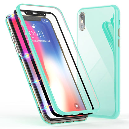 NALIA Magnetische 360° Glas Hülle kompatibel mit iPhone XS Max, Ultra-Slim Hard-Case Dünnes Hartglas Back-Cover mit Rahmen & Display-Schutz, Full-Body Schutzhülle Bumper Handy-Tasche