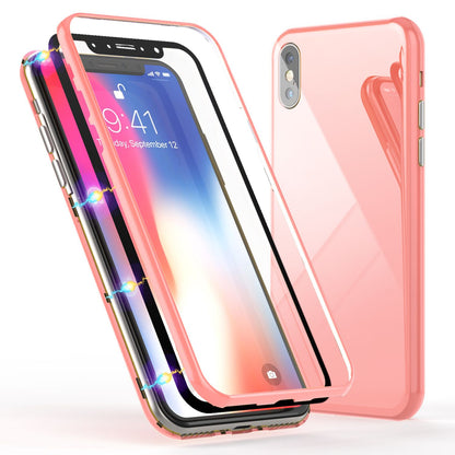 NALIA Magnetische 360° Glas Hülle kompatibel mit iPhone XS Max, Ultra-Slim Hard-Case Dünnes Hartglas Back-Cover mit Rahmen & Display-Schutz, Full-Body Schutzhülle Bumper Handy-Tasche