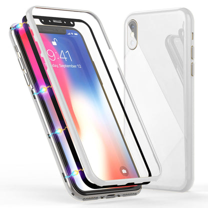 NALIA Magnetische 360° Glas Hülle kompatibel mit iPhone XS Max, Ultra-Slim Hard-Case Dünnes Hartglas Back-Cover mit Rahmen & Display-Schutz, Full-Body Schutzhülle Bumper Handy-Tasche